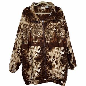 Romans vintage cat cheetah leopard windbreaker 3X
